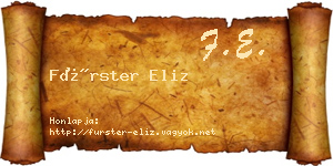 Fürster Eliz névjegykártya